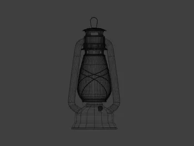Old Oil lamp Low-poly 3D model