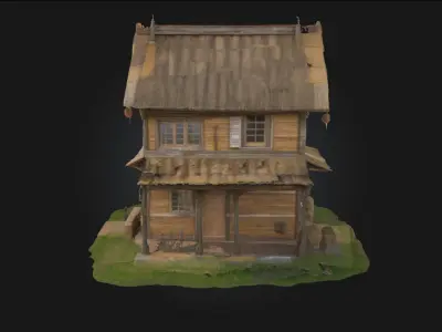 Rustic Cabin Retreat  Tranquil Escape in Natures Embrace 3D model