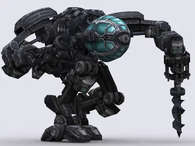 3DRT - Mech robot engineer - 02 Low-poly 3D model