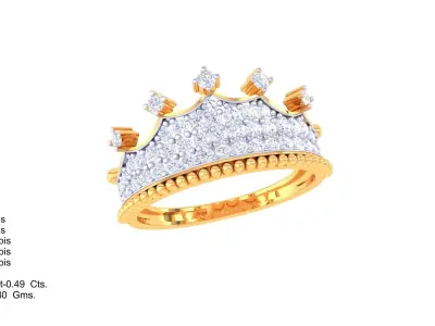  Women Crown Ring MTL 3dm STL OBJ FBX Details 3D print model