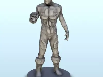 Alien soldier with light armour and skull 6 - Future Sci-Fi SF P 3D print model