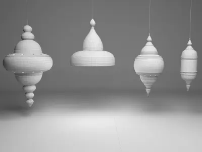 Moroccan Hanging Lamp Collection - Gold Finish Lantern 3D model