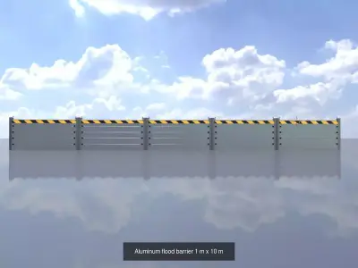 Aluminum flood protection wall 1m all versions 3D Model Pack