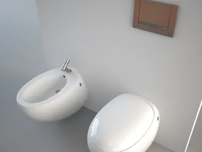 Wall hung Egg Pod Bidet and Toilet Low-poly 3D model