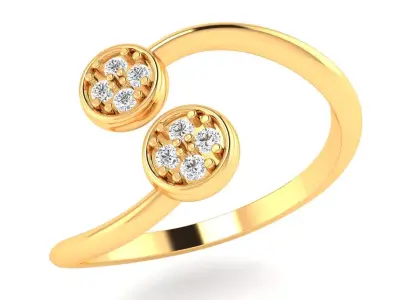AR-LRZ-0002 gold ring with two diamonds 3D print model
