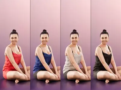 Estelle 11075 - 4 Texturevariations - woman sitting floor  3D model