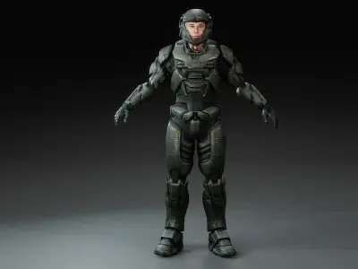 Elon Musk in Futuristic Sci-Fi Style Low-poly 3D model