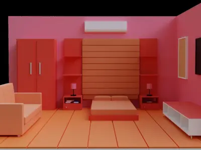Low poly room Low-poly 3D model purchase