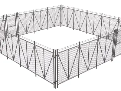 Moduler Wire Mesh Wall Low-poly 3D model