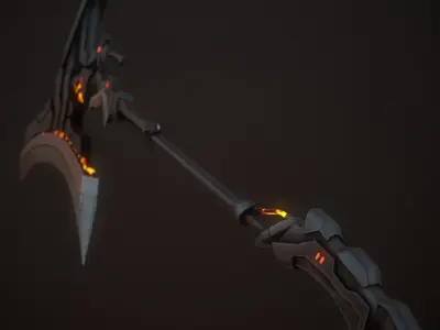 Sci-Fi Battle Axe 3 Low-poly 3D model