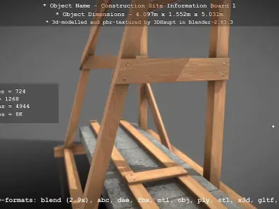 Construction Site Information Board 1 Low-poly 3D model