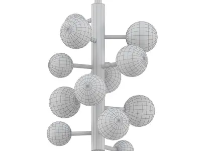 Globo 5 pendant light with gold balls 3D model