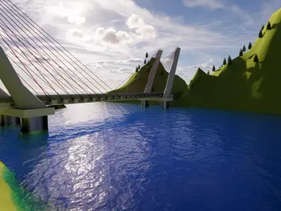 CABLE STAYED BRIDGE 3D model purchase