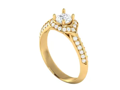 Classic Yellow Gold Diamond Engagement Ring 3D print model purchase