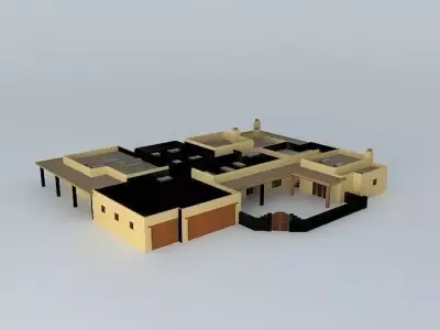 Flat Roofed House Free 3D model