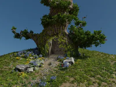 Forest Glade Tree - woodland Environment green area  3D model