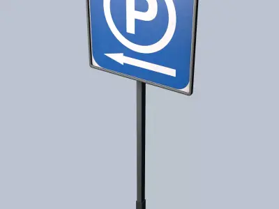 Low poly 3D Parking signpost left and right Low-poly 3D model
