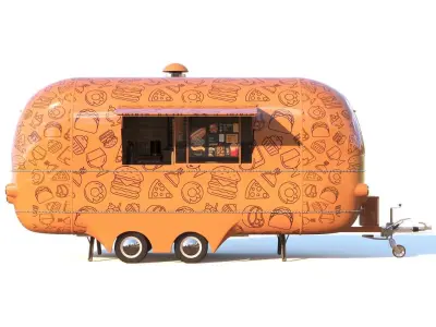  Street food and coffee  trucks 3D Model Pack