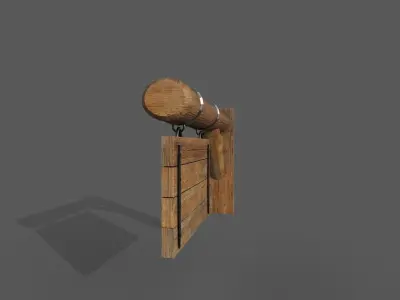 Wooden Signboard Low-poly 3D model