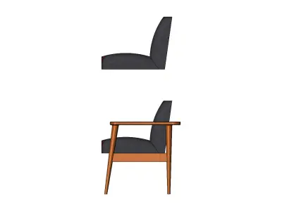 Miniature armchair with a wooden frame mockups props N03 3D print model