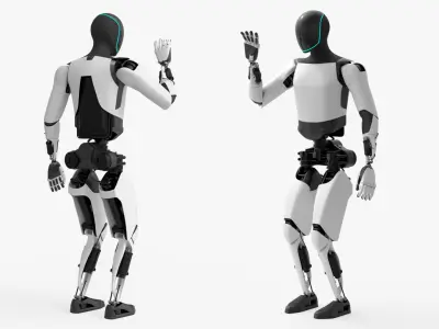  Autonomous Humanoid Service Robot Rigged For Blender Animated Set 