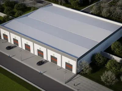 Prefabricated shop and warehouse project 3D model