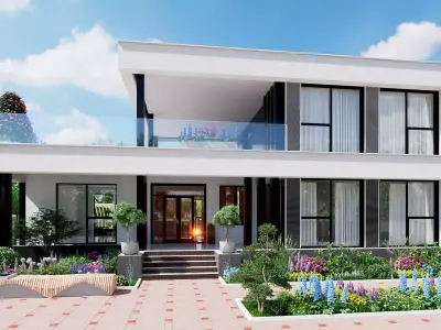 Modern Two-Story Villa High-Quality 3D Model and visualization 3D model