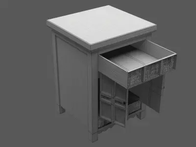 Wooden furniture two doors Low-poly 3D model