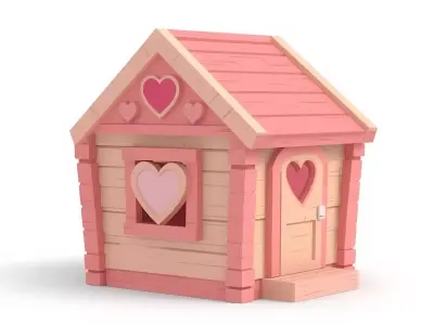 Stylized Valentine Cabin 3D Model Low-poly 3D model