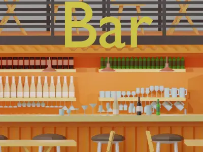 Cartoon Container Bar Low Poly 3D model