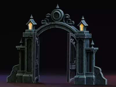 Stylized Halloween Props - Haunted Gate Low-poly 3D model