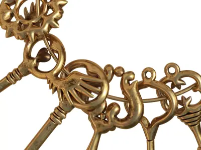 Vintage key ring 04 3D model