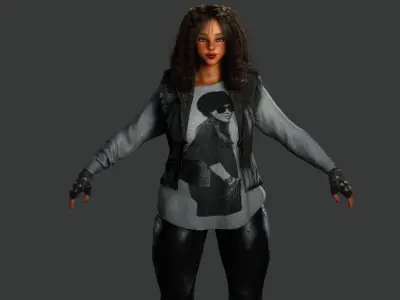 AAA 3D REALISTIC CHARACTER - AFRICAN GIRL STREET STYLE GTA Low-poly 3D model