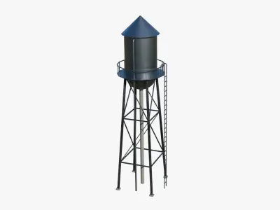 Rooftop Watertanks Low-poly 3D model