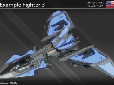 USSN Modular Fighter Kit Low-poly 3D model