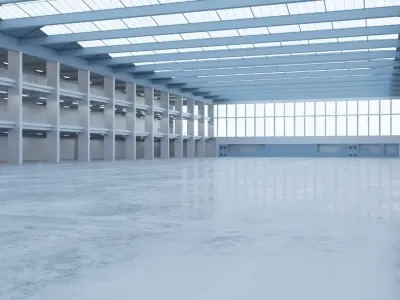 Industrial Hall Interior 1 Low-poly 3D model