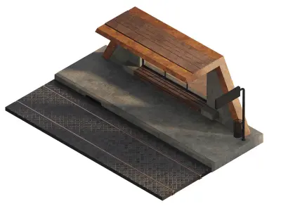 Tram station 3D model