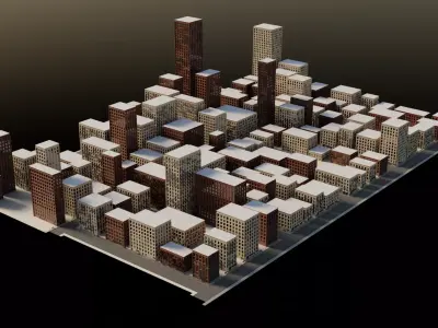 sample city modular package Low-poly 3D model