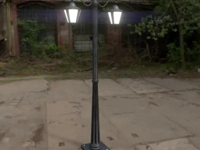 Double Lamp Post 1 Low-poly 3D model