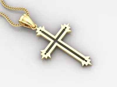 High Cross Pendant Light Gold 18K 4CP060 3D print model