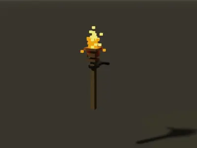 Voxel Medieval Lightning  Low-poly 3D model