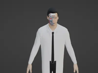 Cyber Doctor - Robot Man Low-poly 3D model