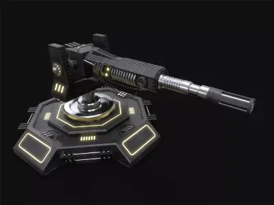 Low Poly Sci-Fi Turret V2 UPDATED Low-poly 3D model