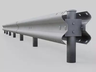 Road Safety Barrier 2A Low-poly 3D model