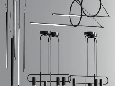Modern Led Suspension Collection 3D model