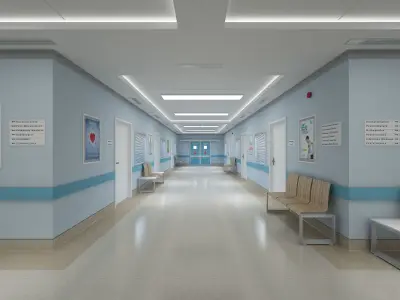 Hospital Corridor and Furniture 3D model