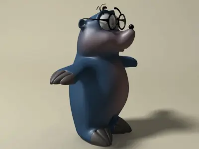 Cartoon mole rigged Low-poly 3D model