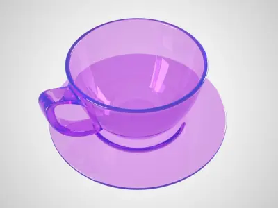 Coffee Cup Clear Glass Light Purpal Color 3D model