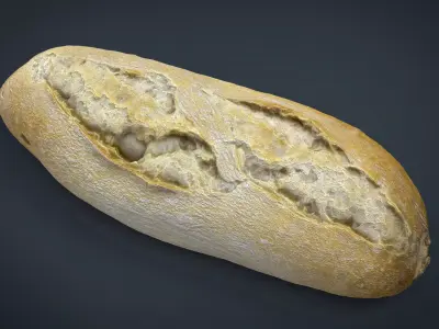 Bread loaf of Low-poly 3D model