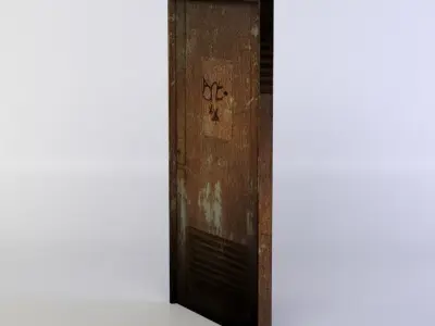 Old door Low-poly 3D model 4